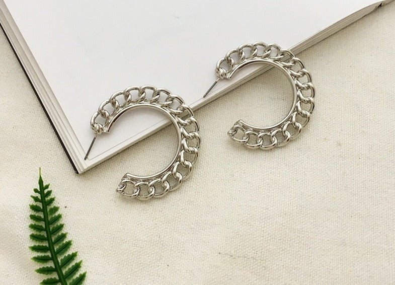 Distortion Interweave Twist Metal Circle Geometric Round Hoop Earrings Accessories