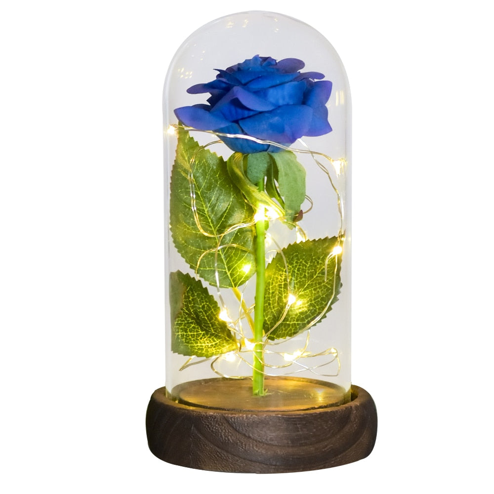 Beauty and The Beast Preserved Roses In Glass Galaxy Rose Flower LED Light Artificial Flower