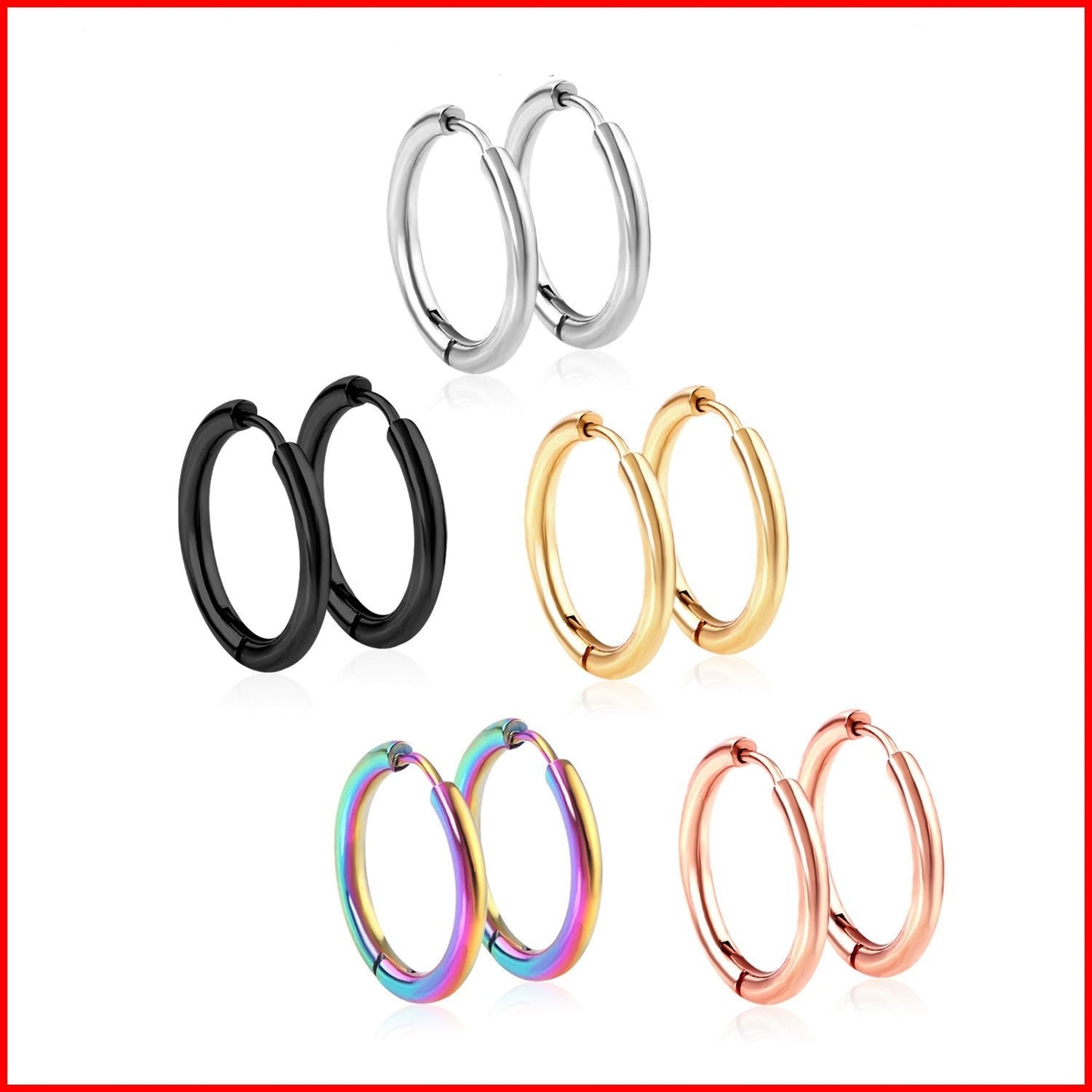 1Pairs/2pcs Trendy Small Hoop Earrings Coloful Round Circle Anti-allergy Brinco Accessories