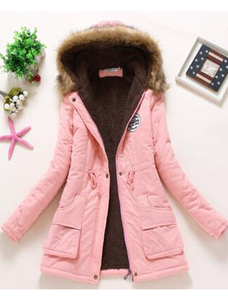 women cotton wadded hooded jacket medium-long casual parka thickness quilt snow outwear