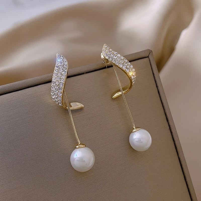 white boho imitation pearl round circle hoop earrings female gold color big earrings jewelry statement earrings