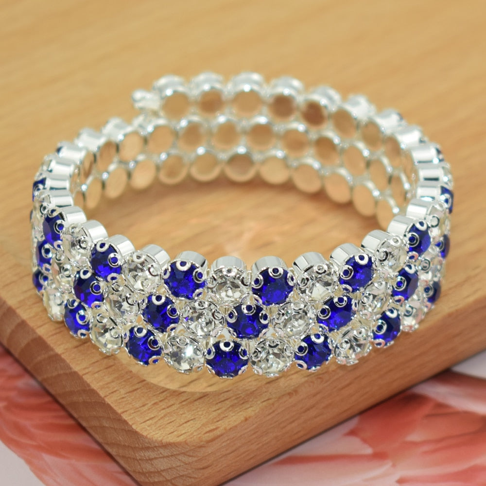 luxurious Multiple Rows Crystal Adjustable Bracelet Bangle Wedding Bracelets Jewelry