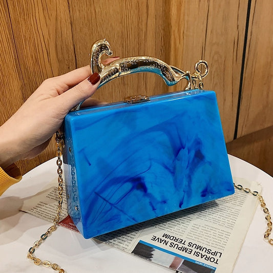 Luxury Acrylic Women Handbag With Metal Portable Designer Small Shoulder Bag Ins Chains Crossbody Bags Hot Evening Bag