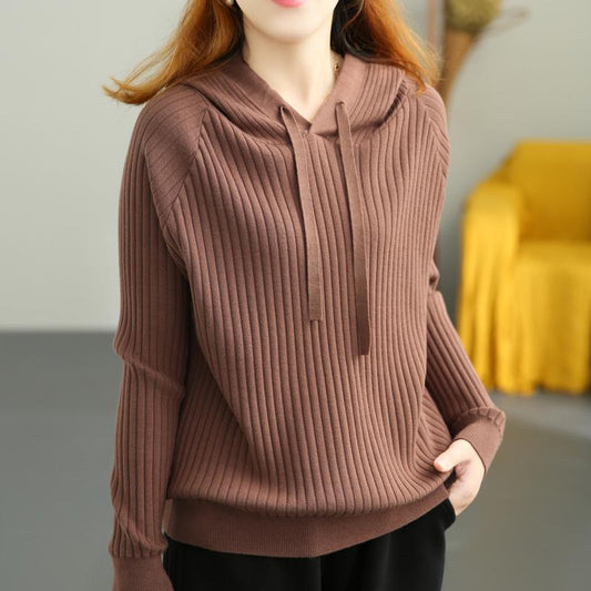 Solid Casual Thick Pullovers Hooded Straight Leisure All-match Autumn Winter Sweaters