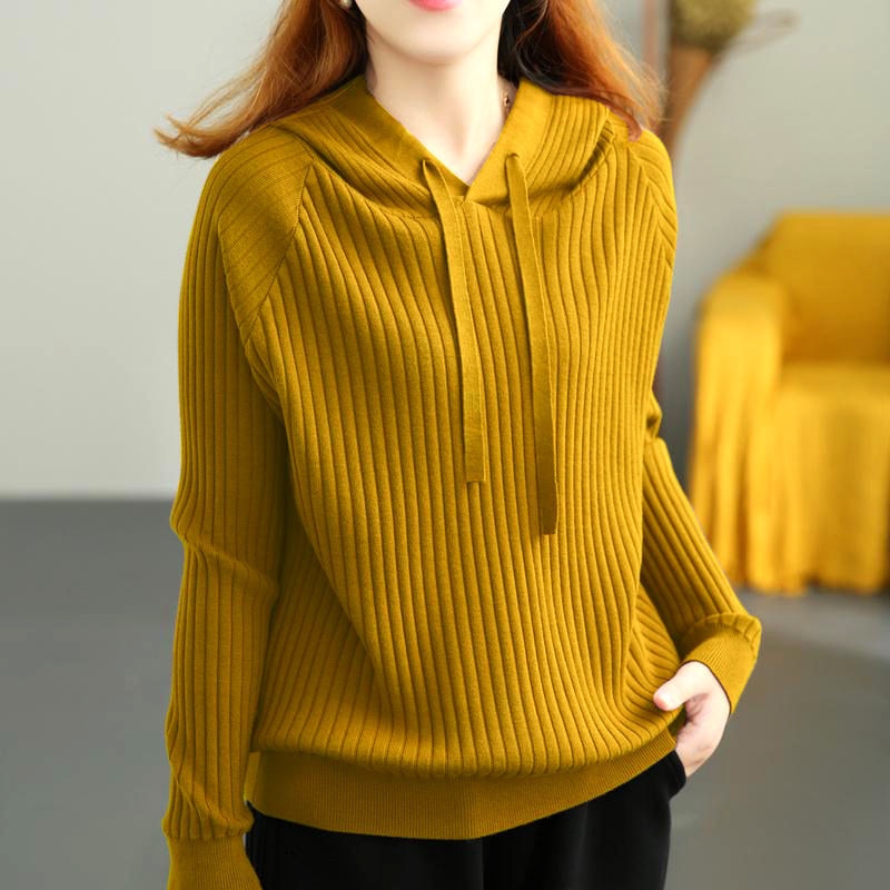 Solid Casual Thick Pullovers Hooded Straight Leisure All-match Autumn Winter Sweaters