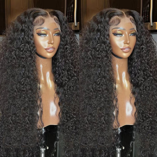 13x4 Water Wave Lace Front Wigs For Black Women Pre Plucked With Baby Hair Curly Human Hair Wigs