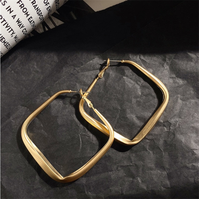 Distortion Interweave Twist Metal Circle Geometric Round Hoop Earrings Accessories