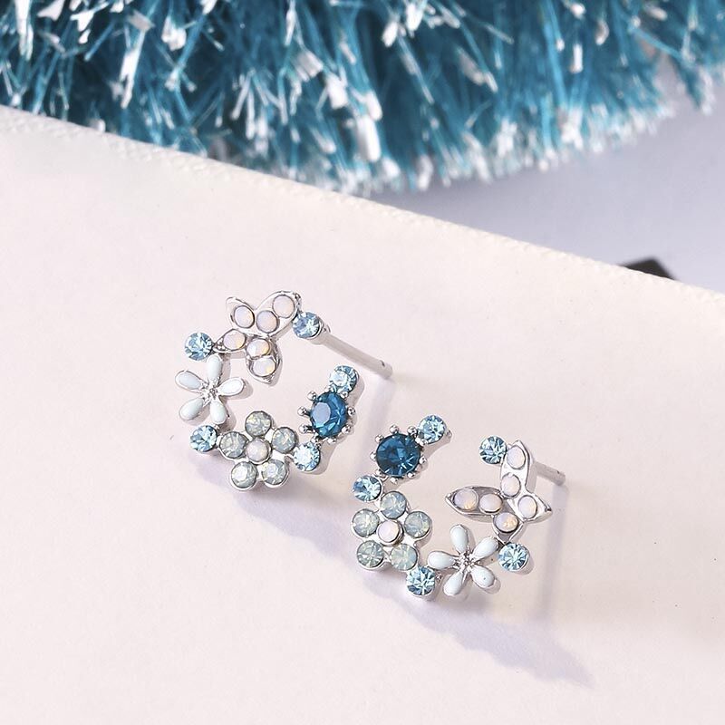 Luxury Crystal Zircon Stud Earrings Vintage Snowflakes Temperament Earrings