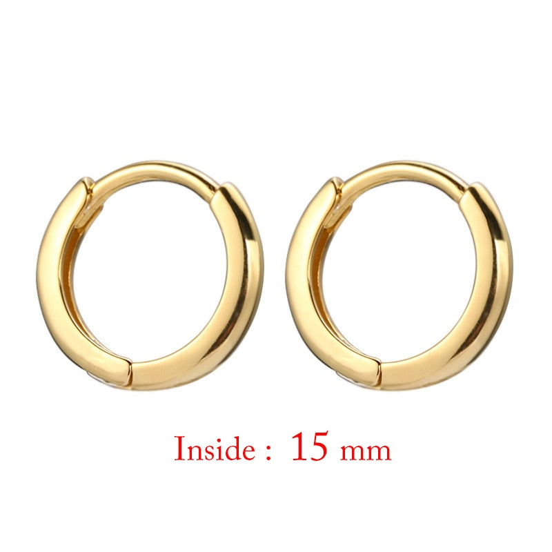 Minimal Glossy Hoop Earrings Gold Color Tiny Cartilage Piercing Trendy Small Huggie