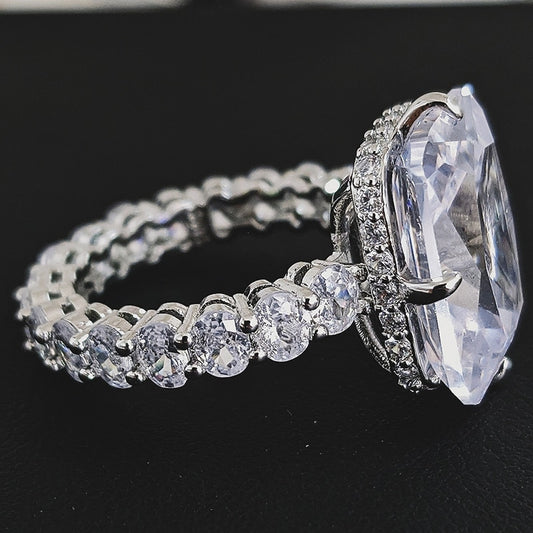 Luxury Vintage Retro Silver Color Designer Engagement Ring  Jewelry