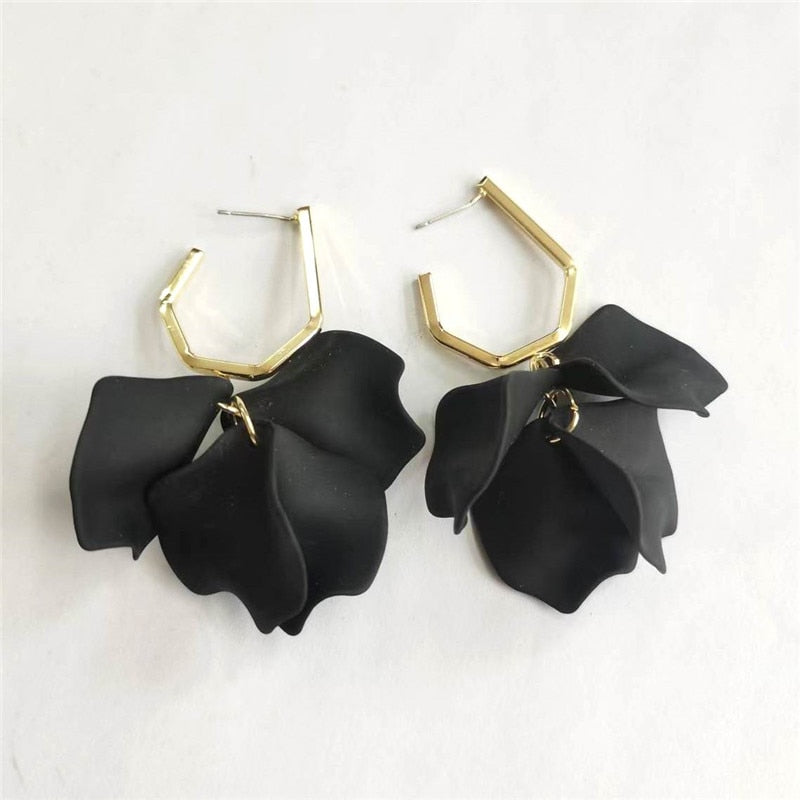 Exaggerated Acrylic Petal Flower Tassel Long Earrings Jewelry