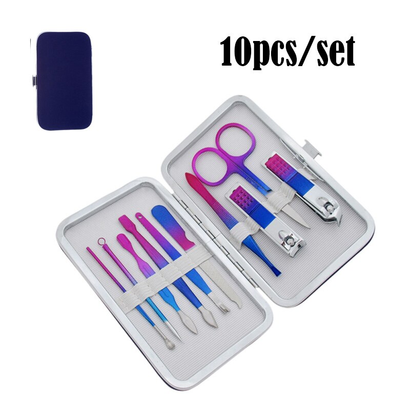 Colorful Manicure Cutters Nail Clipper Set Household Stainless Steel Ear Spoon Nail Clippers Pedicure Nail Scissors Tool