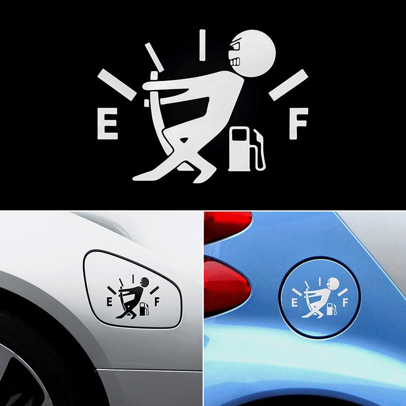 1 Pcs Funny Car Sticker Pull Fuel Tank Pointer To Full Hellaflush Reflective Vinyl Car Sticker