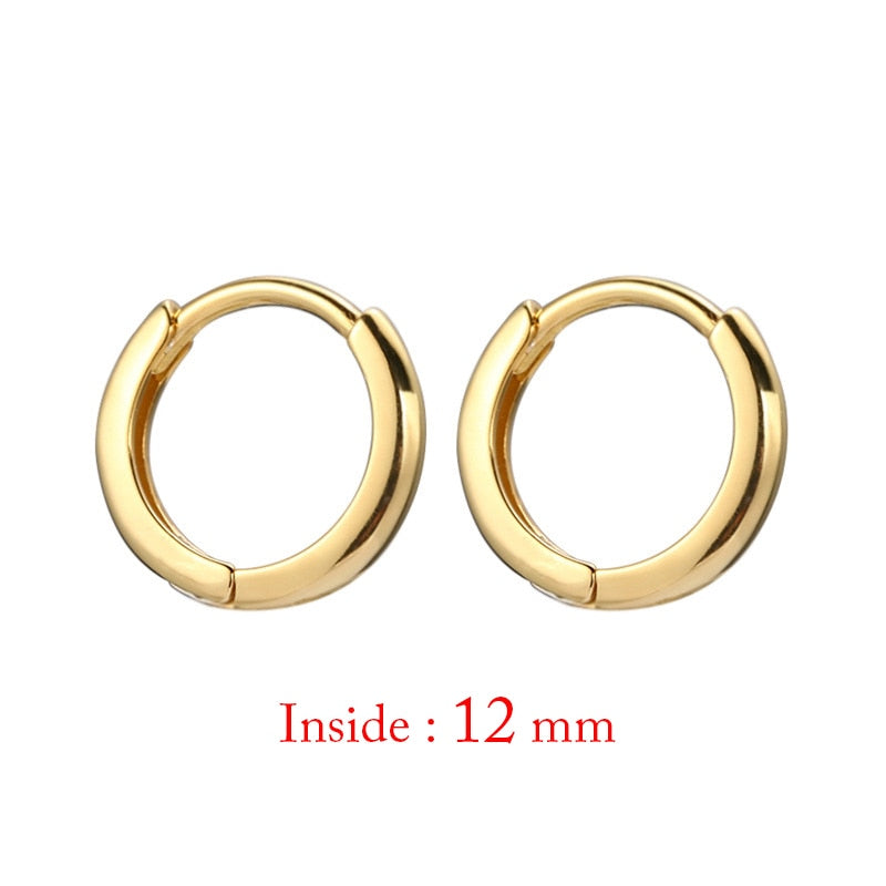 Minimal Glossy Hoop Earrings Gold Color Tiny Cartilage Piercing Trendy Small Huggie