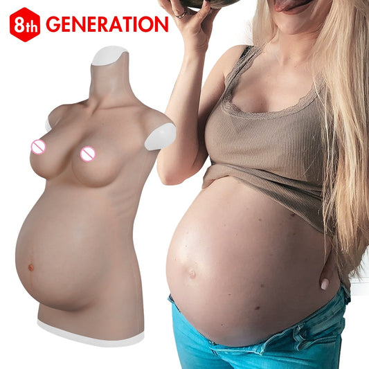 4-9 Months Realistic Silicone Fake Pregnant Belly Have Stretch Marks Big and Soft Cosplay Crossdresser Twins Pregnant Belly