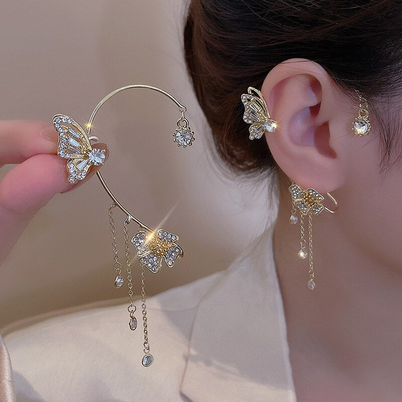 Rhinestone Hairpin Crystal Butterfly Tassel Fashion Ladies Metal Hair Hoop