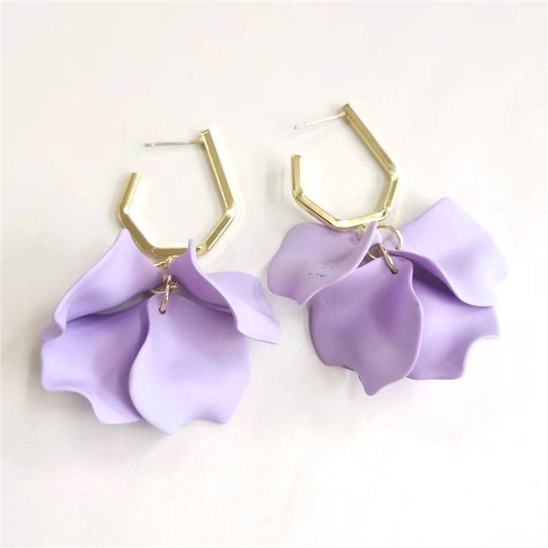 Exaggerated Acrylic Petal Flower Tassel Long Earrings Jewelry