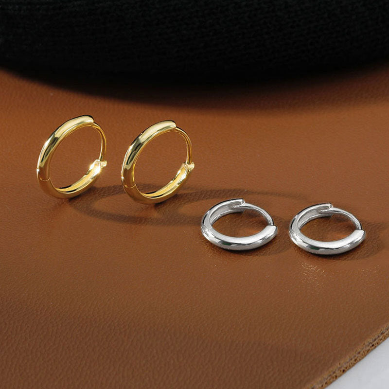 Minimal Glossy Hoop Earrings Gold Color Tiny Cartilage Piercing Trendy Small Huggie