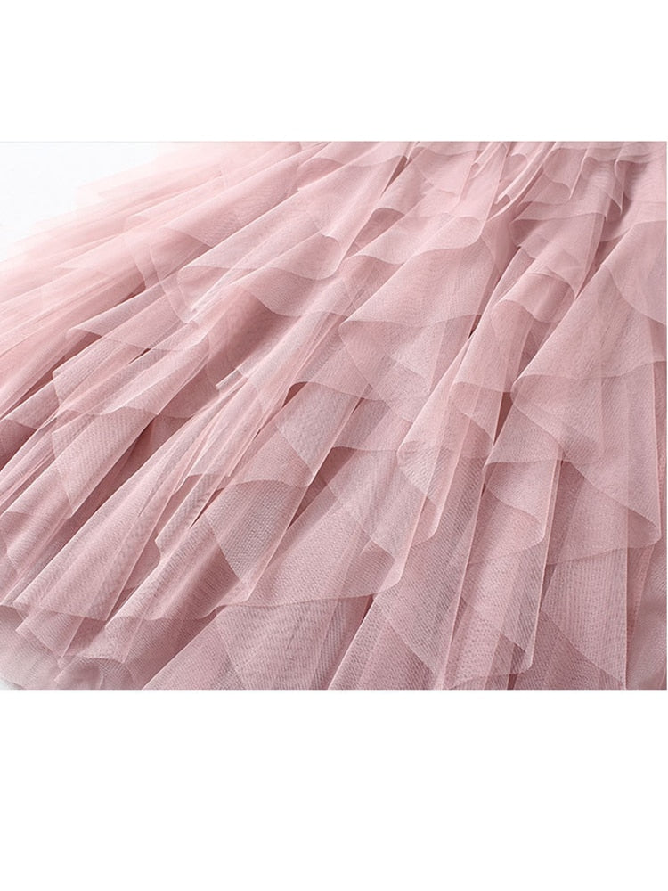 Tutu Tulle Long Maxi Skirt Women Fashion Cute Pink High Waist Pleated Skirt Mesh Female Lady Aesthetic