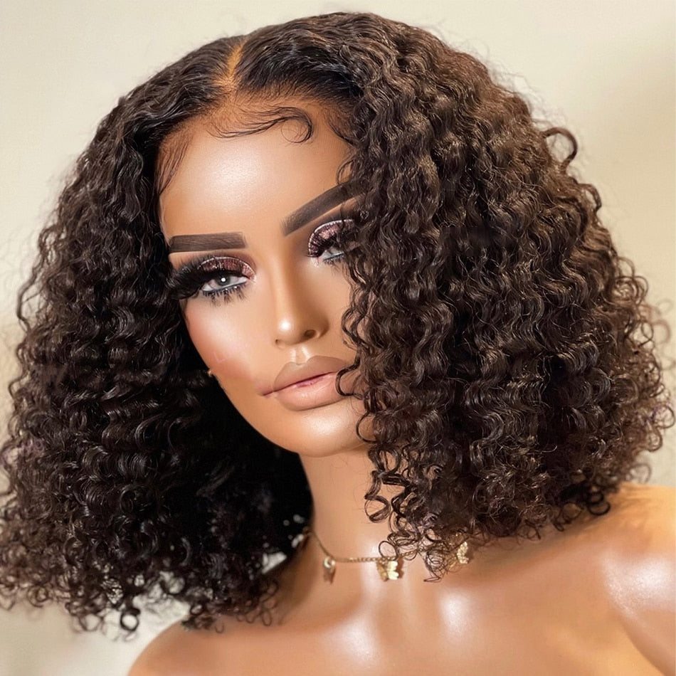 Deep Wave Frontal Wig Human Hair Wigs Short Wigs Jerry Curl Bob Wig PrePlucked Hairline Wigs