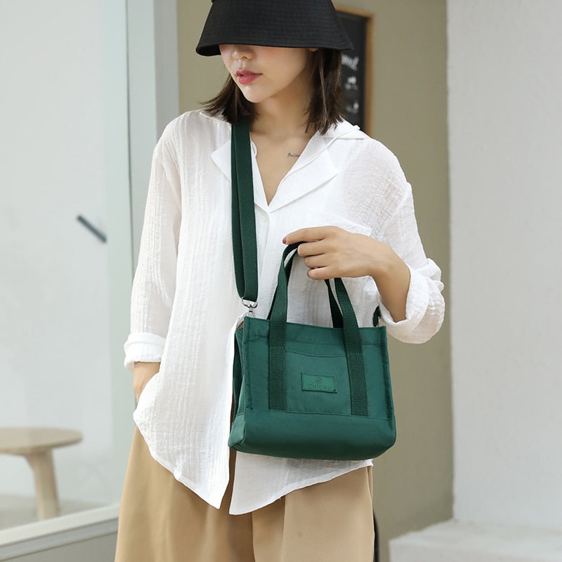 Simple Fashion Shoulder Bags For Women Waterproof Nylon Canvas Tote Bag With Pockets Crossbody Bag