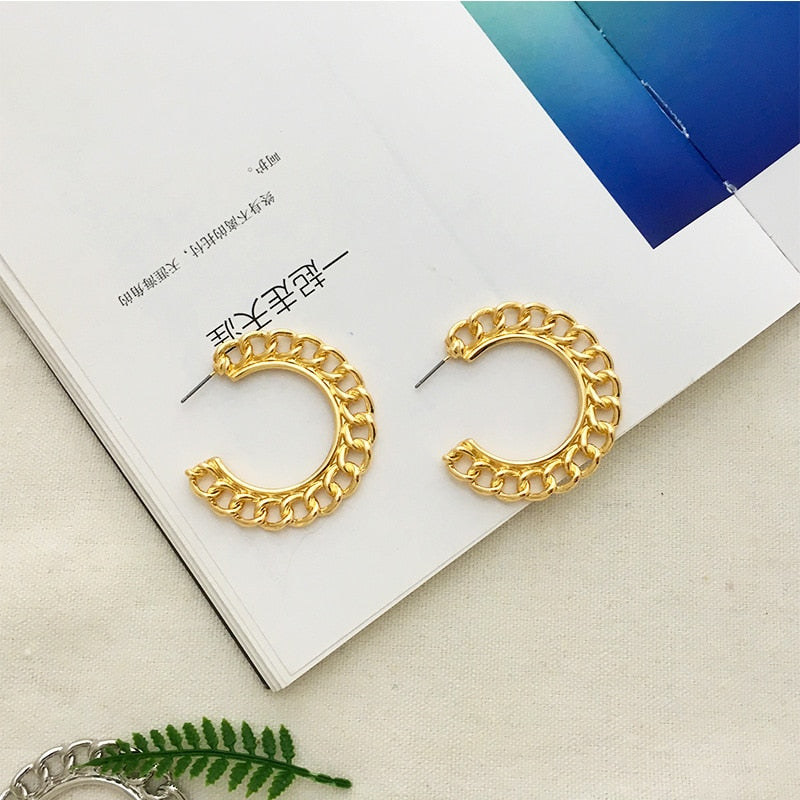 Distortion Interweave Twist Metal Circle Geometric Round Hoop Earrings Accessories