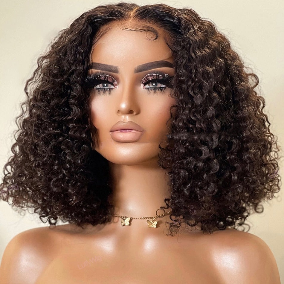 Deep Wave Frontal Wig Human Hair Wigs Short Wigs Jerry Curl Bob Wig PrePlucked Hairline Wigs