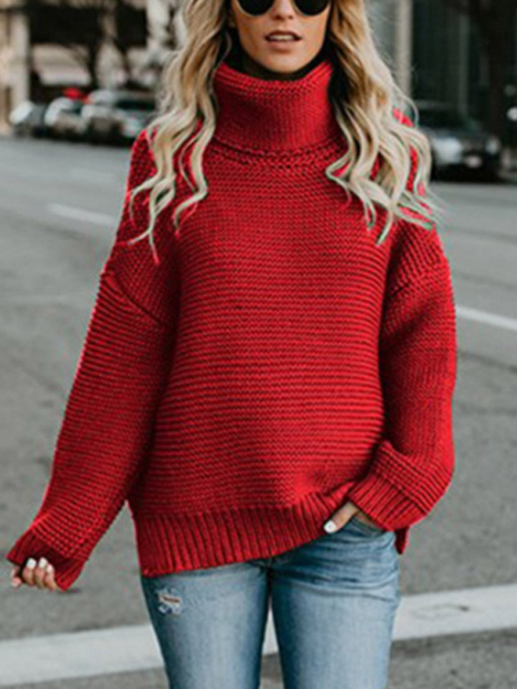 Pullover Thick Autumn Winter Clothes Warm Knitted Oversized Turtleneck Sweater