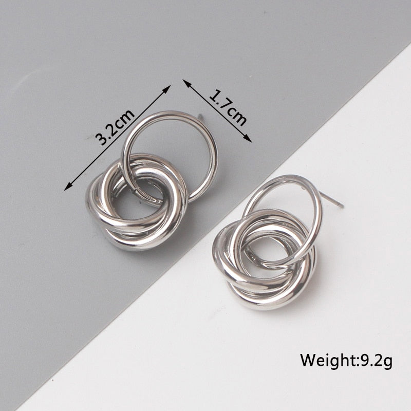 Twist Metal Stud Earrings for Women Hollow Geometric Statement Gold Color Earrings Personality Unusual Earrings Trend Brincos