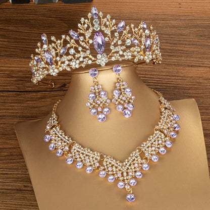 Luxury Crystal Bridal Jewelry Sets Tiara Wedding Dress Bride Crown Jewelry Set