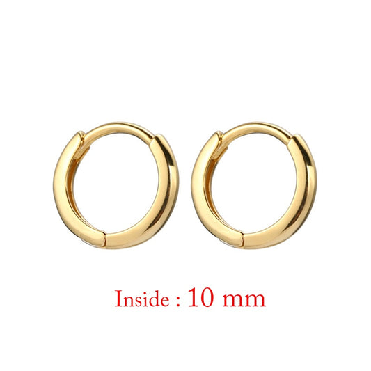 Minimal Glossy Hoop Earrings Gold Color Tiny Cartilage Piercing Trendy Small Huggie