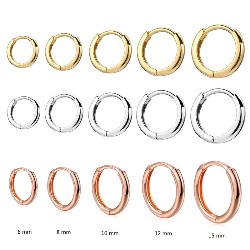 Minimal Glossy Hoop Earrings Gold Color Tiny Cartilage Piercing Trendy Small Huggie