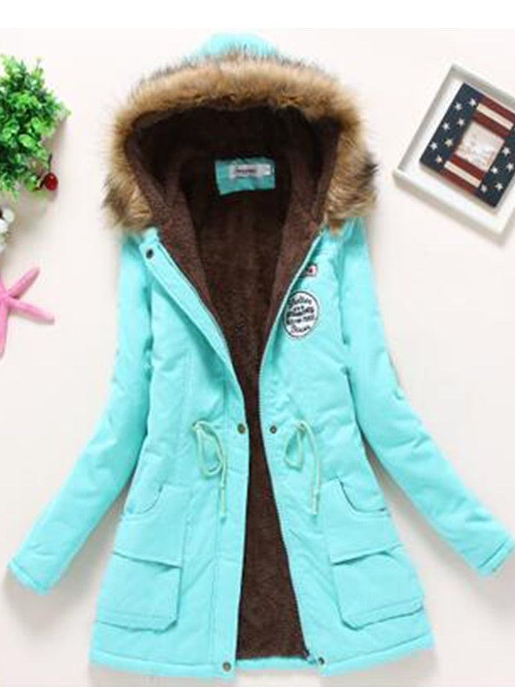 women cotton wadded hooded jacket medium-long casual parka thickness quilt snow outwear