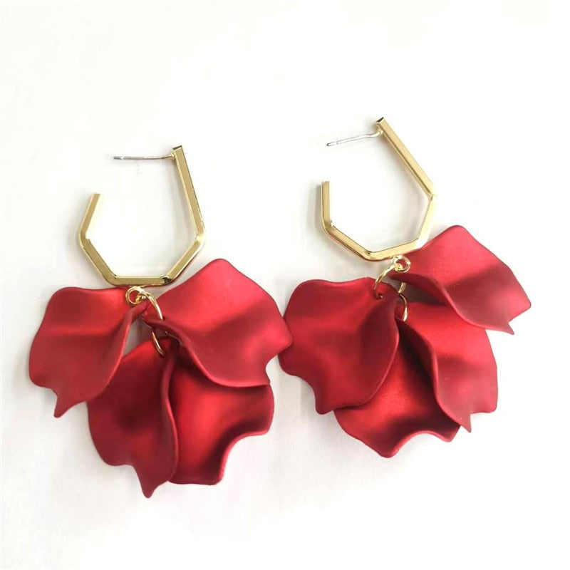 Exaggerated Acrylic Petal Flower Tassel Long Earrings Jewelry