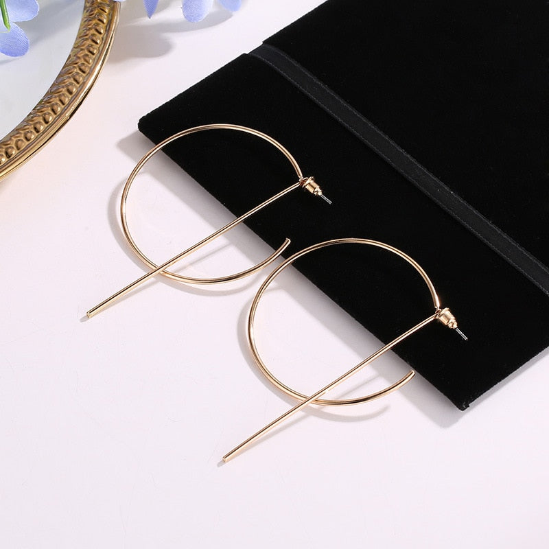 Distortion Interweave Twist Metal Circle Geometric Round Hoop Earrings Accessories