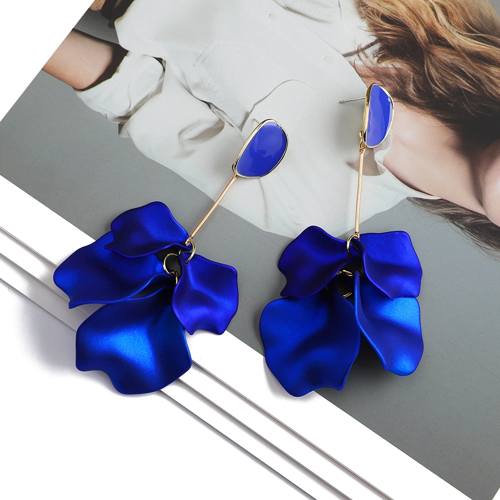 Romantic Sweet Acrylic Petal Long Dangle Drop Earrings Trend Luxury Fairy Grunge Pendant Jewelry Accessories