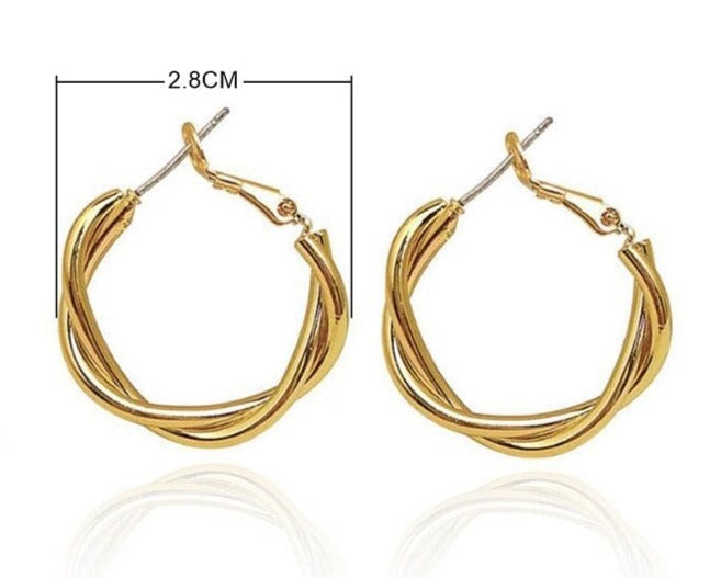 Distortion Interweave Twist Metal Circle Geometric Round Hoop Earrings Accessories