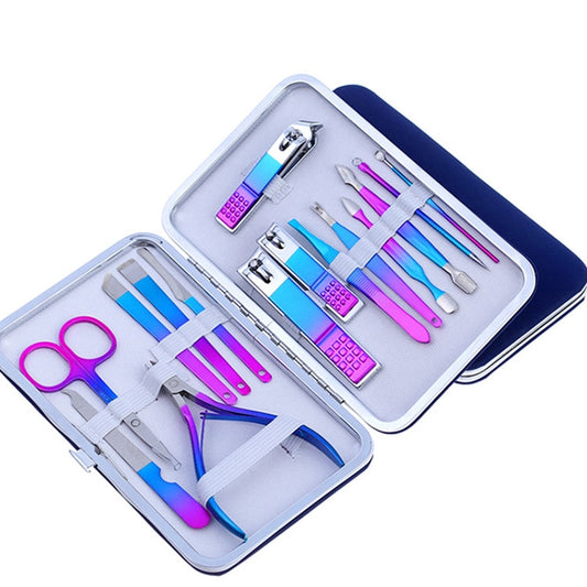 Colorful Manicure Cutters Nail Clipper Set Household Stainless Steel Ear Spoon Nail Clippers Pedicure Nail Scissors Tool