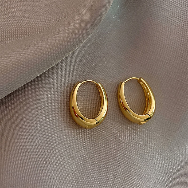 Distortion Interweave Twist Metal Circle Geometric Round Hoop Earrings Accessories