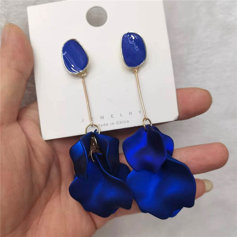 Exaggerated Acrylic Petal Flower Tassel Long Earrings Jewelry