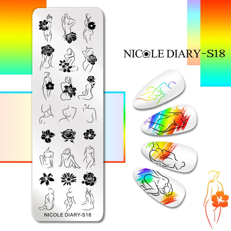 Abstract Face Design Stamp Plates Leaf Flower Nail Art Stamping Template Printing Stencil Image Tool