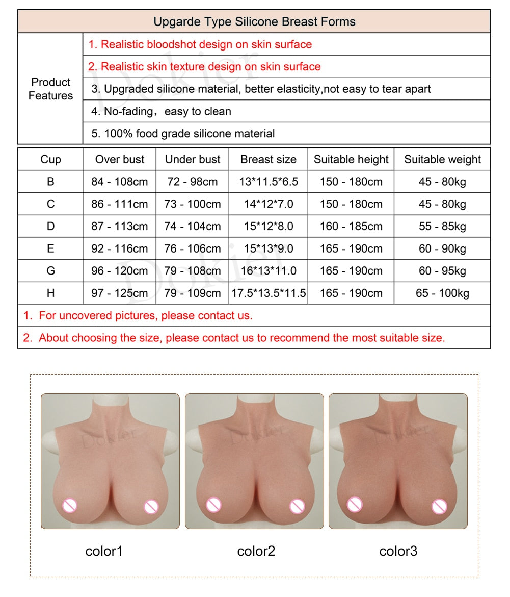 Realistic Silicone Breast Forms Fake Boobs Tits Shemale Transgender Sissy Drag Queen Crossdresser Breastplates Cosplay