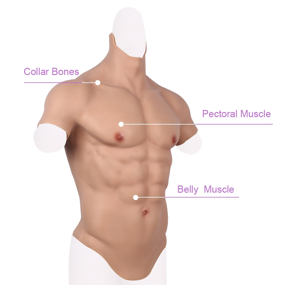 Male Suit Fake Belly Muscle Mens Chest Crossdresser Macho Realistic Silicone Muscle Artificial Simulation