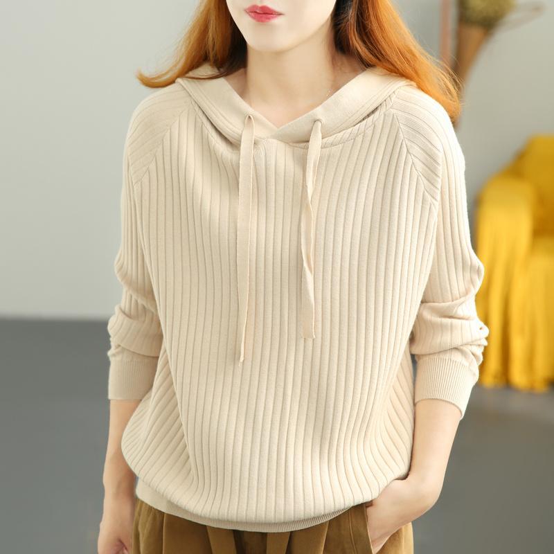 Solid Casual Thick Pullovers Hooded Straight Leisure All-match Autumn Winter Sweaters