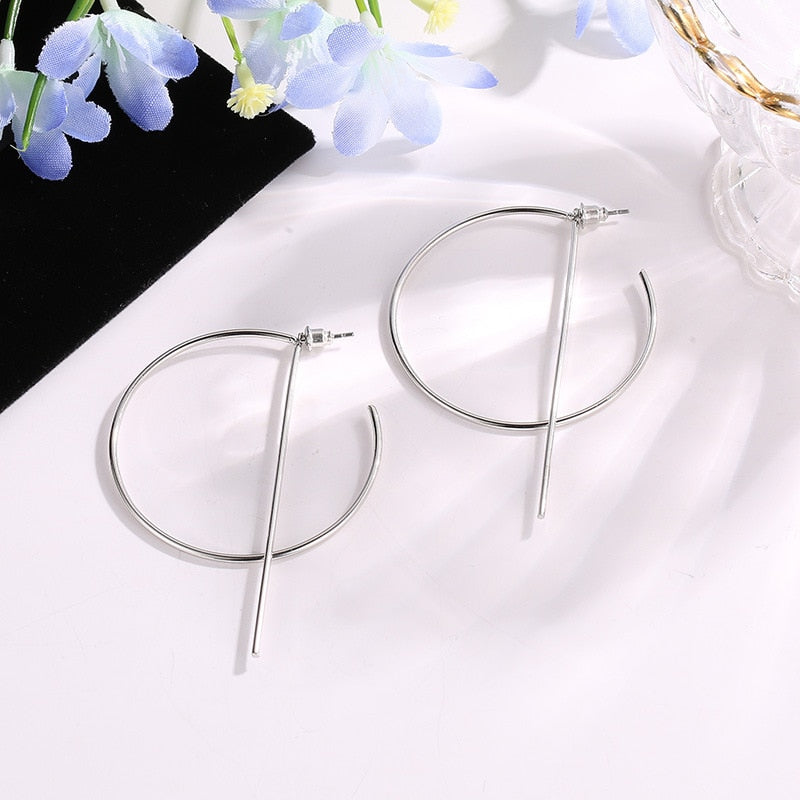 Distortion Interweave Twist Metal Circle Geometric Round Hoop Earrings Accessories