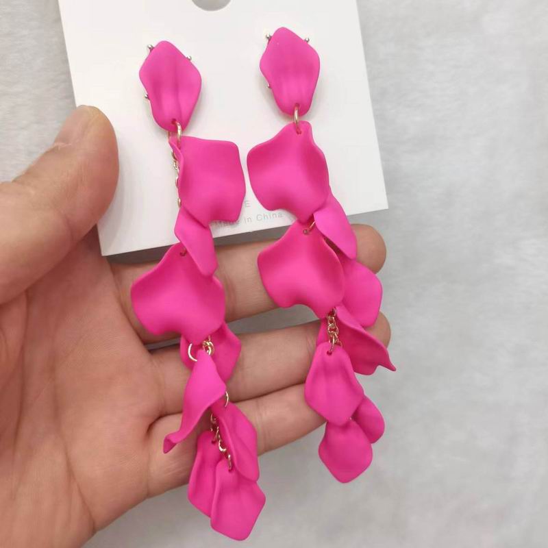 Exaggerated Acrylic Petal Flower Tassel Long Earrings Jewelry