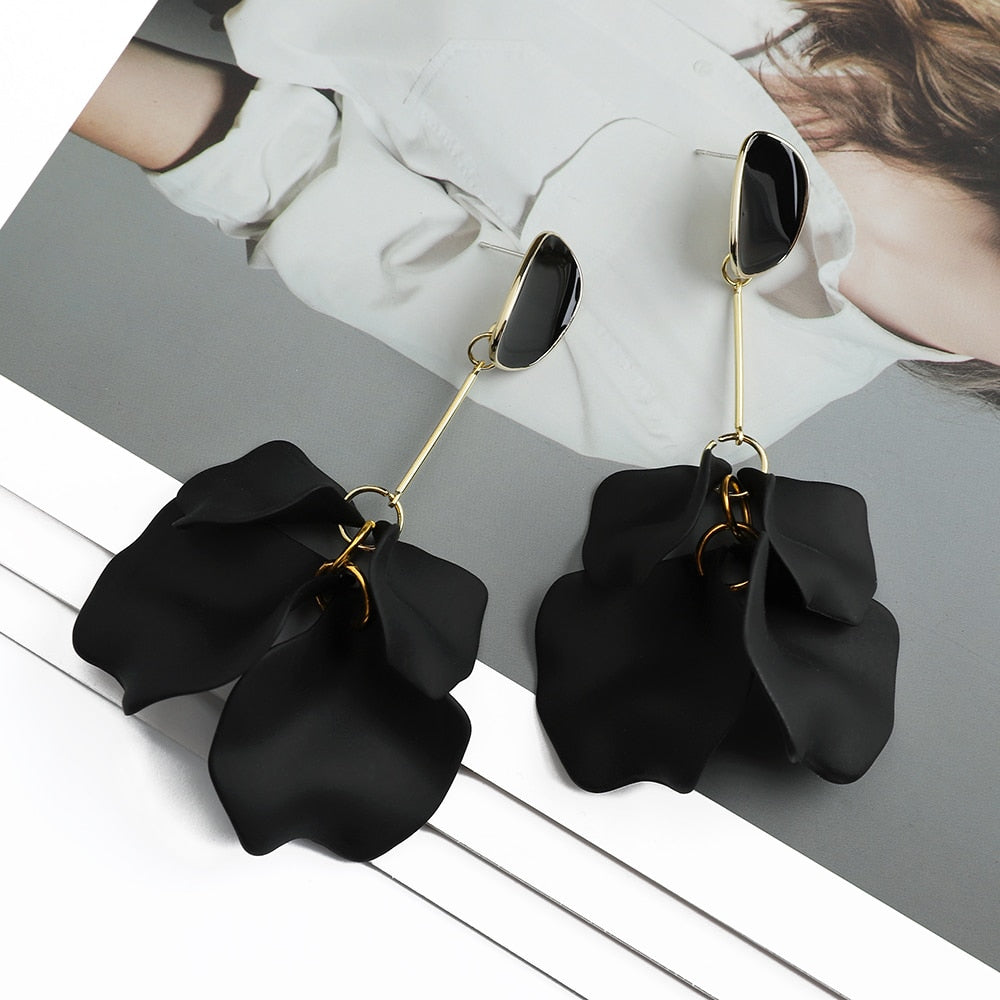 Romantic Sweet Acrylic Petal Long Dangle Drop Earrings Trend Luxury Fairy Grunge Pendant Jewelry Accessories