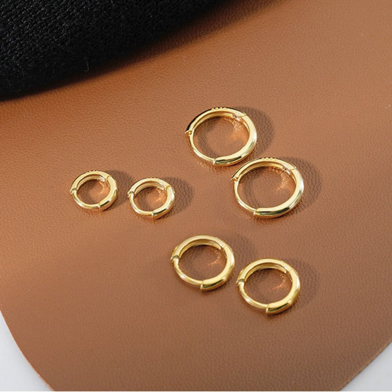 Minimal Glossy Hoop Earrings Gold Color Tiny Cartilage Piercing Trendy Small Huggie