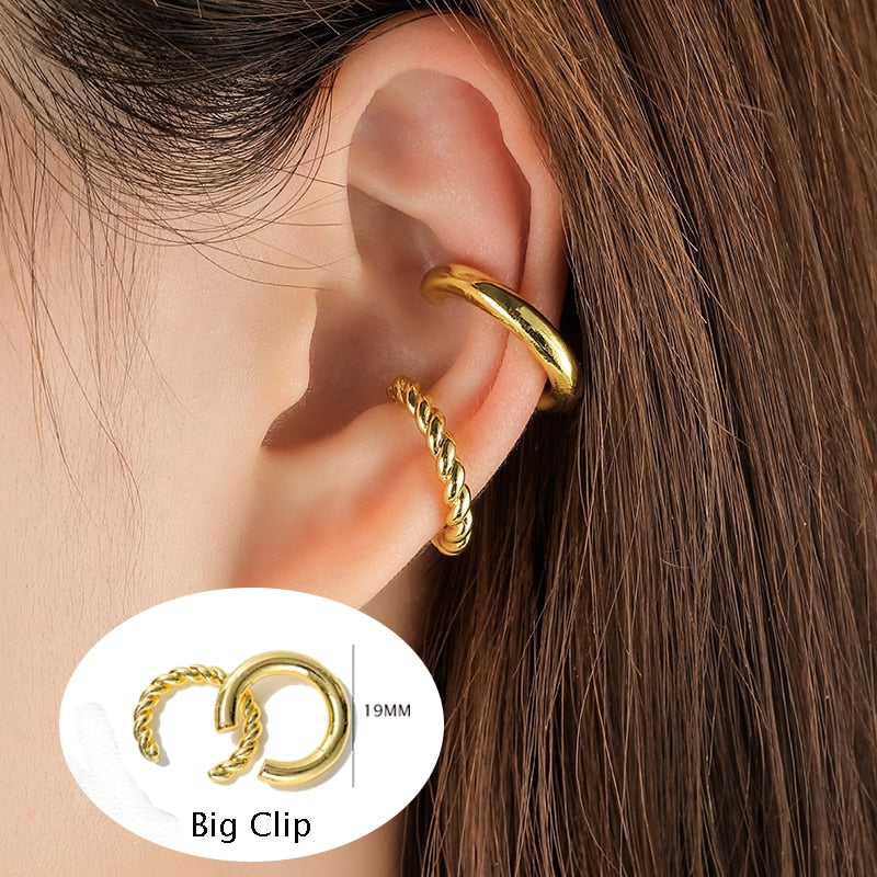 Gold Circle Cz Non-Piercing Ear Clip Fake Piercing Ear Cuff Earrings Jewelry Sets