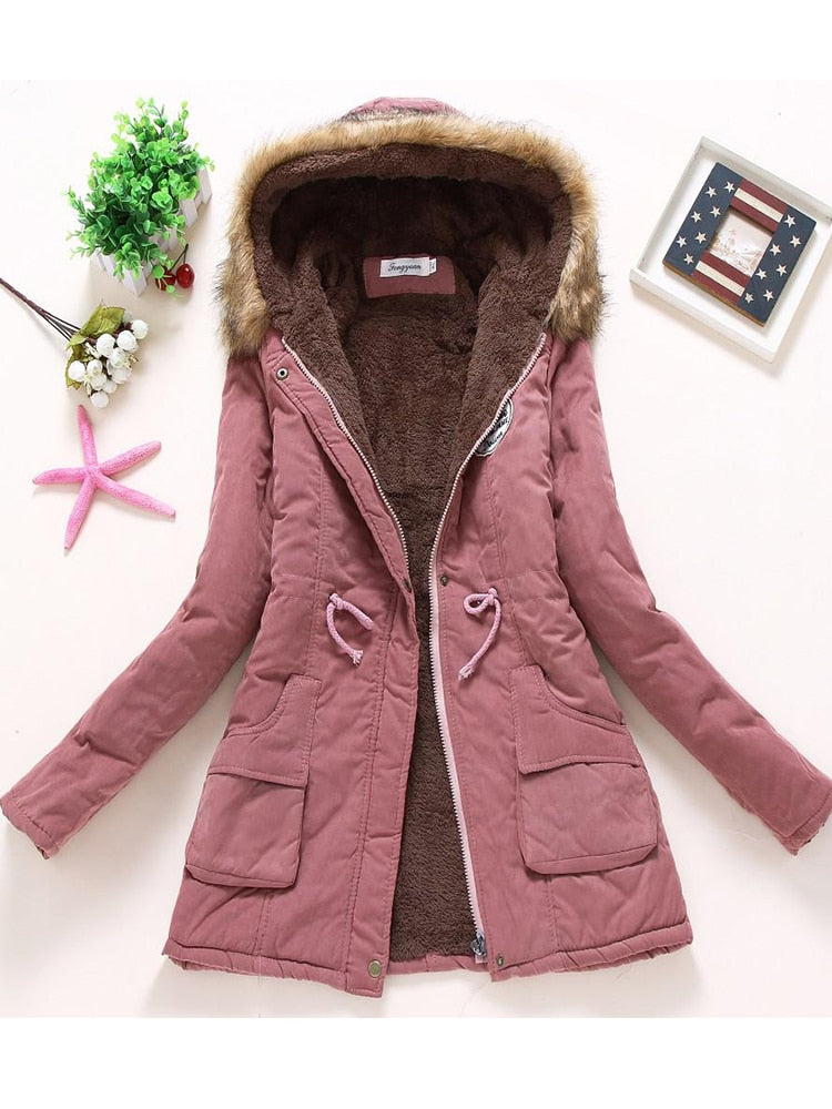 women cotton wadded hooded jacket medium-long casual parka thickness quilt snow outwear